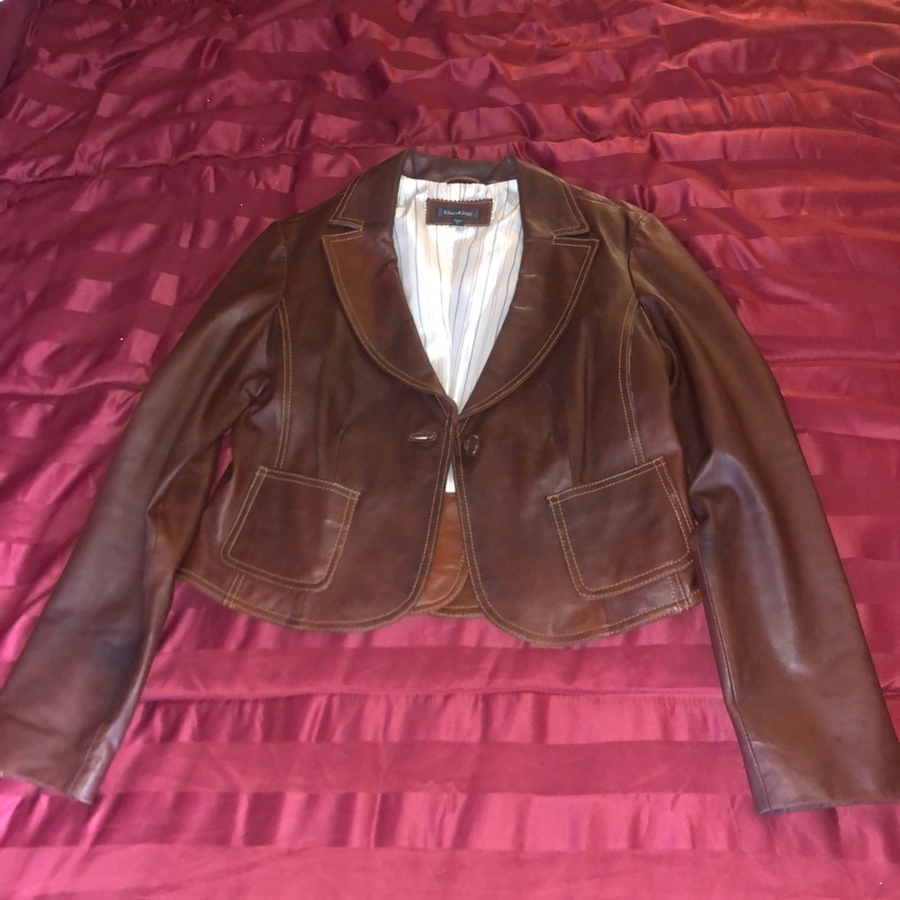 Bebe Brown Leather Jacket Size Large